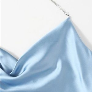 Satin shirred back halter top